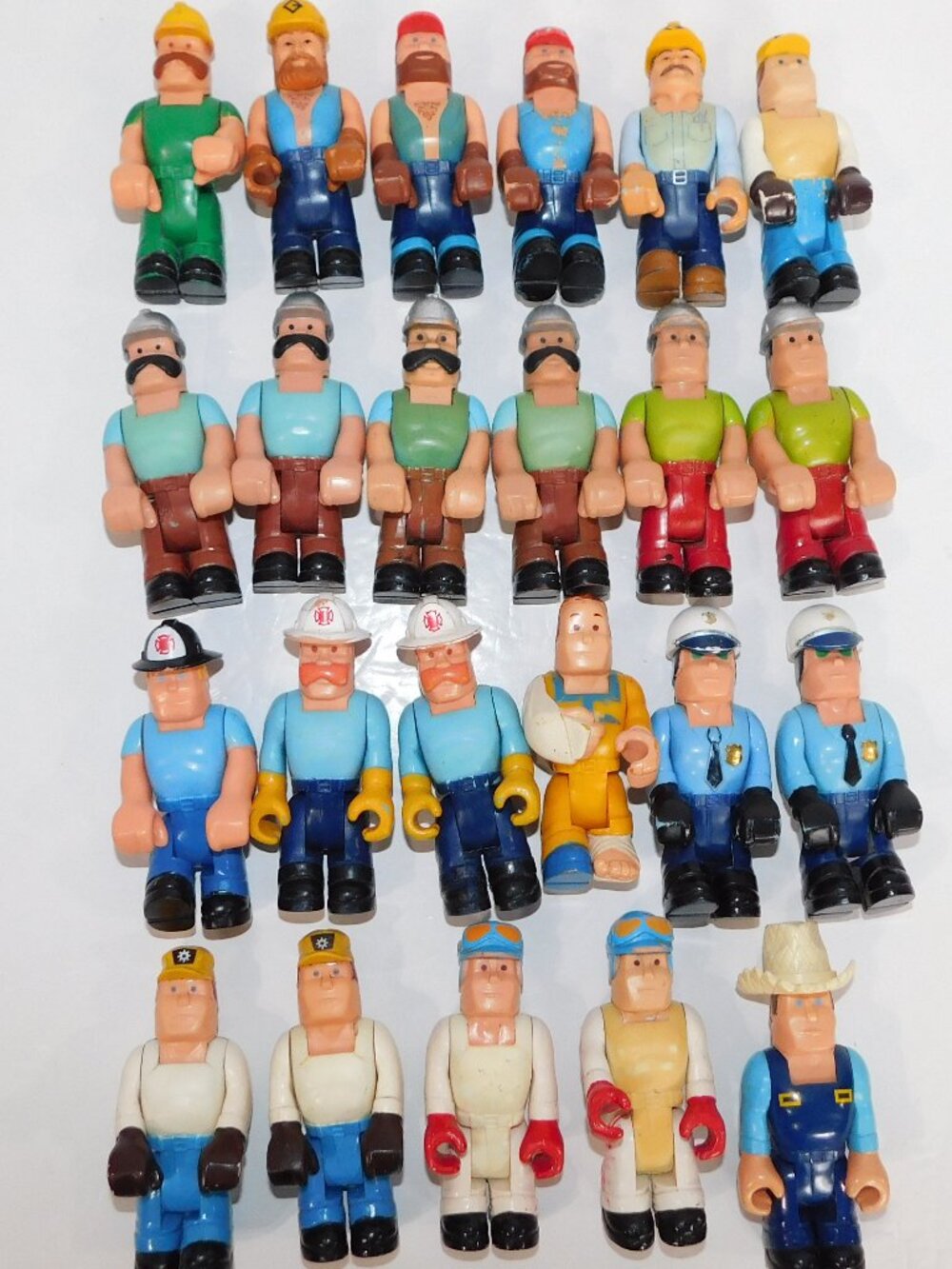 Lot 23 VTG 70s 80s Fisher Price Husky Helpers 3.5" Action Figures Construction
